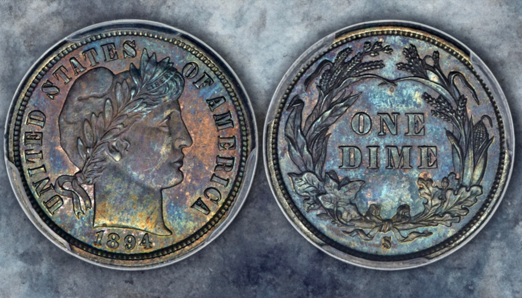 1894年サンフランシスコ鋳造バーバーダイム銀貨